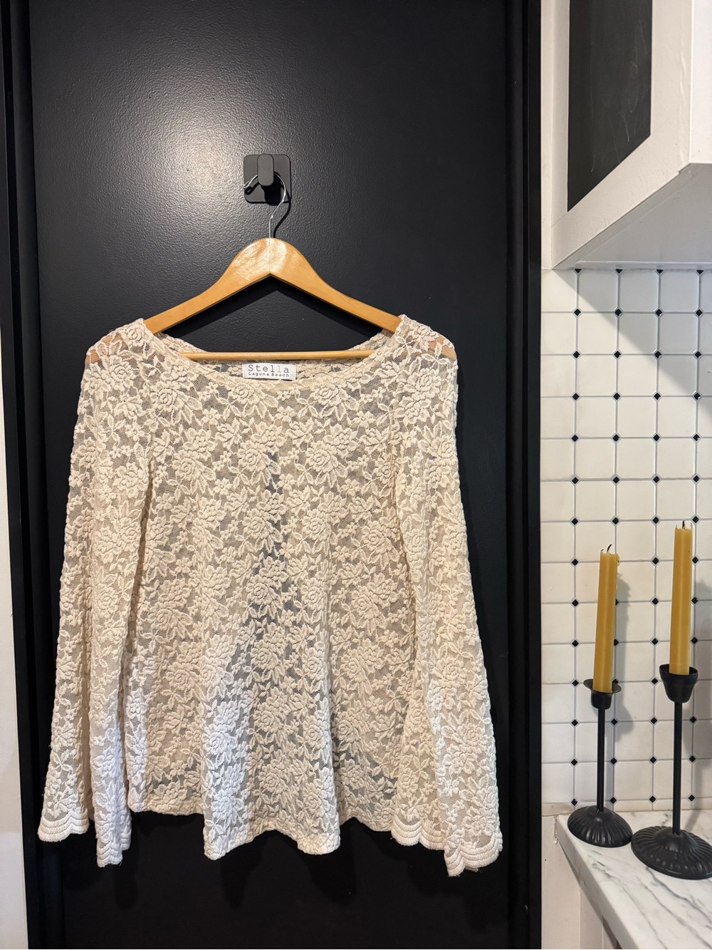 Stella Lace Long-Sleeve Top in Cream